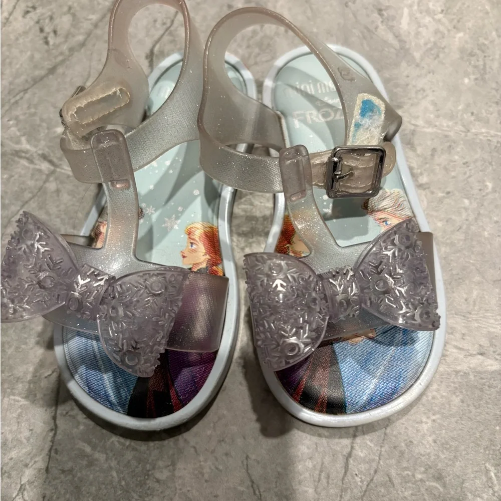 Mini Melissa Frozen Sandals with Purple Bow